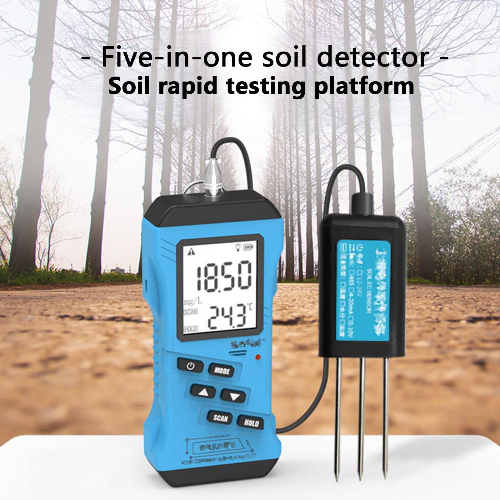 Boden Feuchtigkeitsmesser Pflanzen,Bodenfruchtbarkeitsprüfung Humidity Detection Bodentester Digitales Bodenfeuchtemessgerät für Pflanzenerde,Bauernhof,Rasen