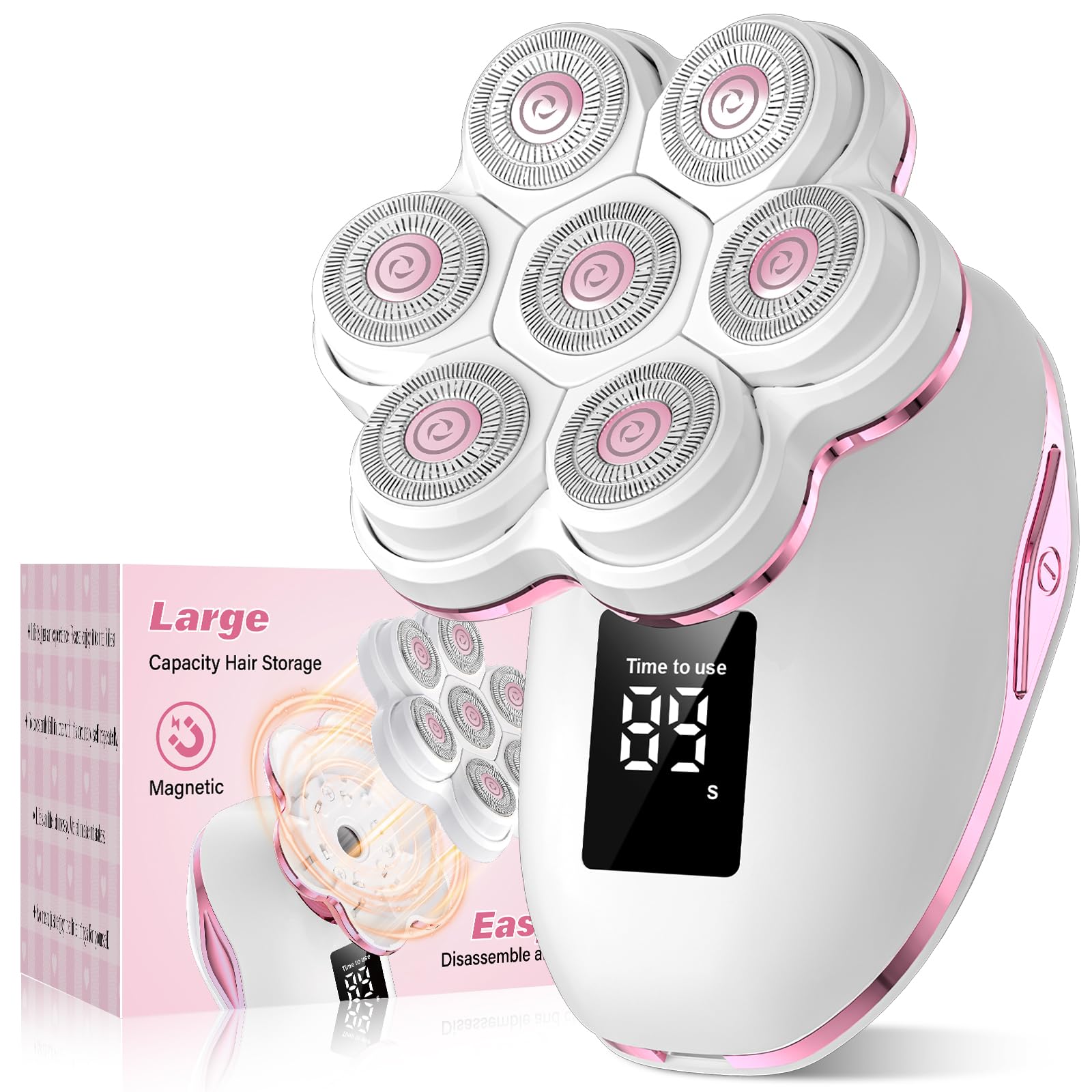 Electric Razors for Women Legs, 7D Floating Head Electric Shaver Pink
