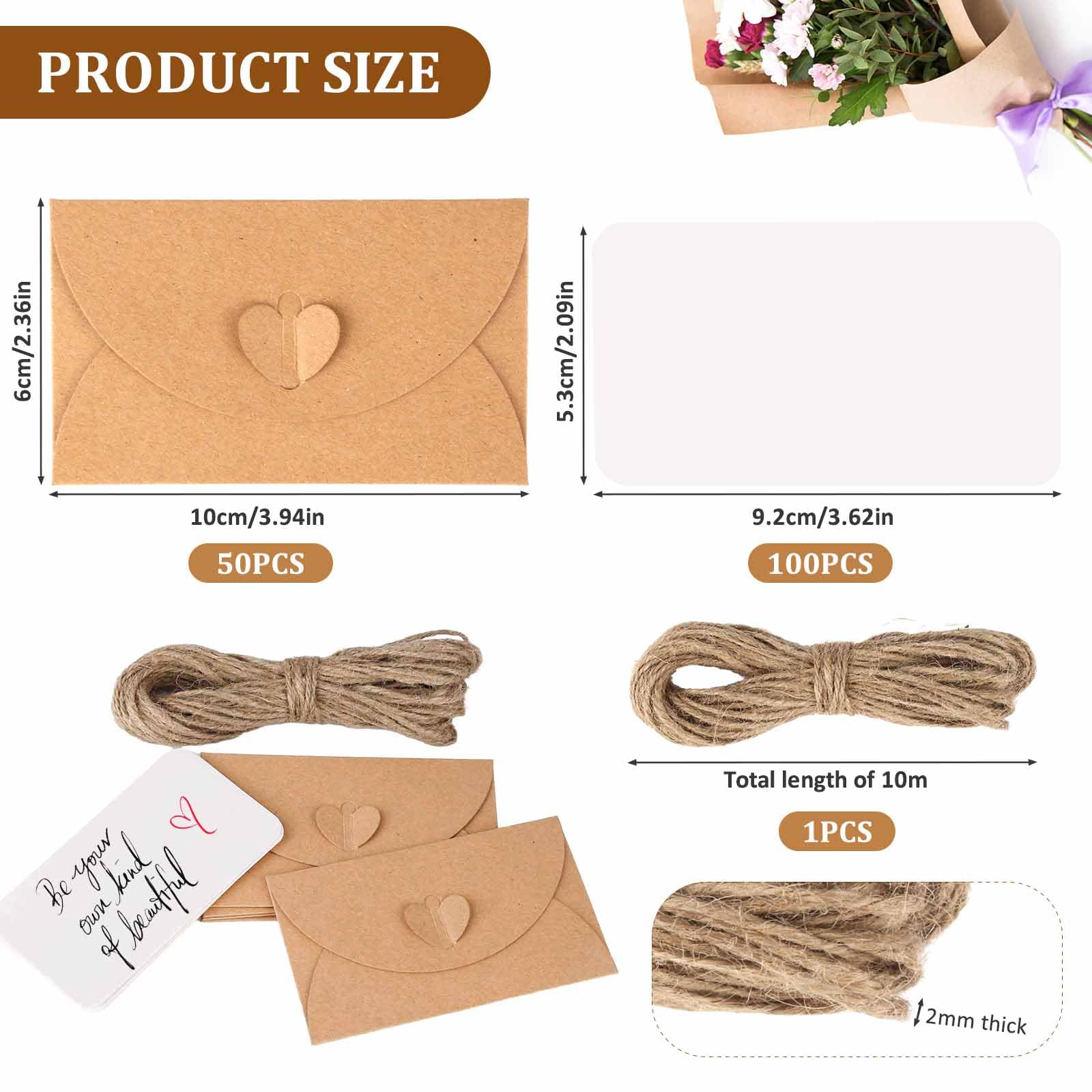 SAVITA Lot De 50 Ini Enveloppes Avec 50 Cartes, Fereture En Fore De