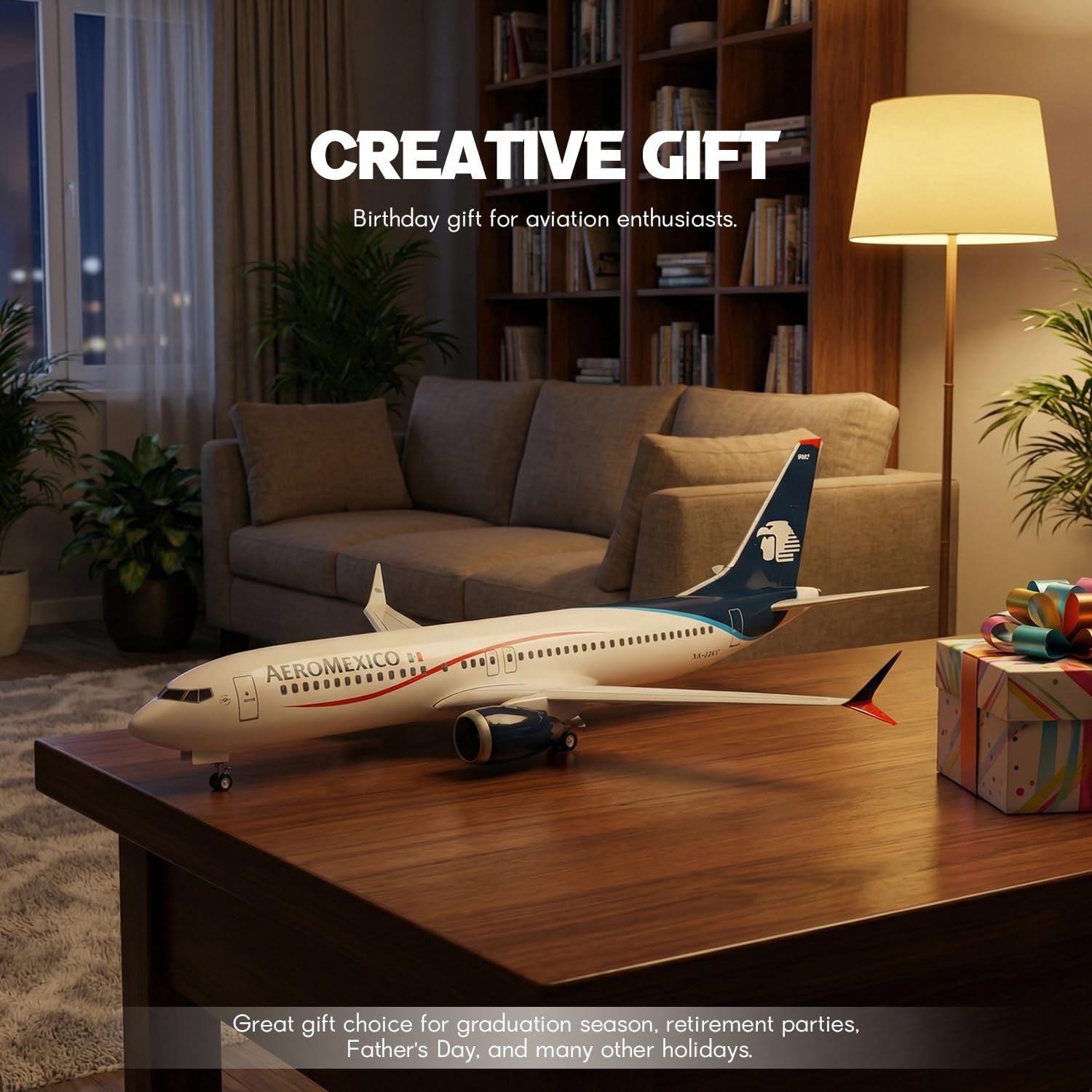 1/85 kompatybilny z Aeromexico 737, ze stojakiem (długość 43 cm) do Boeing 787, model samolotu z żywicy dla dorosłych, prezent dla entuzjastów lotnictwa, dekoracja do domu lub biura