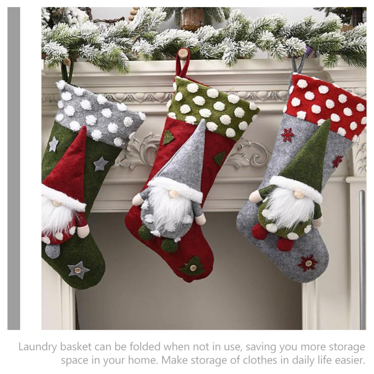 Toyvian 3pezzi Calza di Natale Grande per Appendere Calza Regalo della Befana Decorazione Natalizia di Calze per Albero di Natale Sacchetto per Calze Forma di Cartone Animato