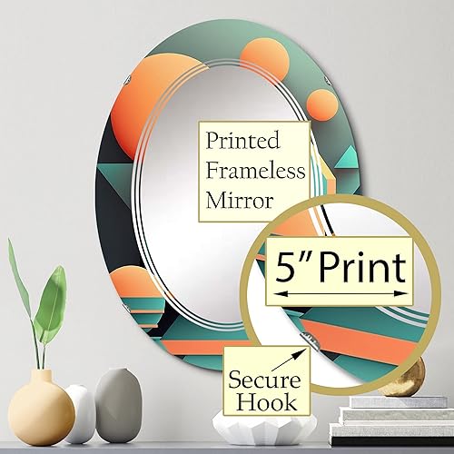 Miniatura 3 de Graphic Retro Compositions II - Espejo de tocador, espejos de baño, espejos de pared para sala de estar, dormitorio, espejo ovalado, grande, 20 x 30