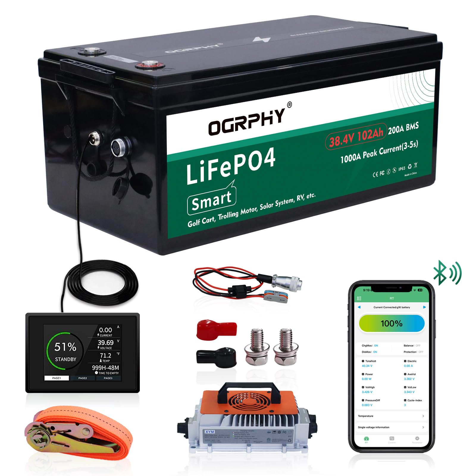 1 Pack 36V Lithium Golf Cart Battery Conversion Kit