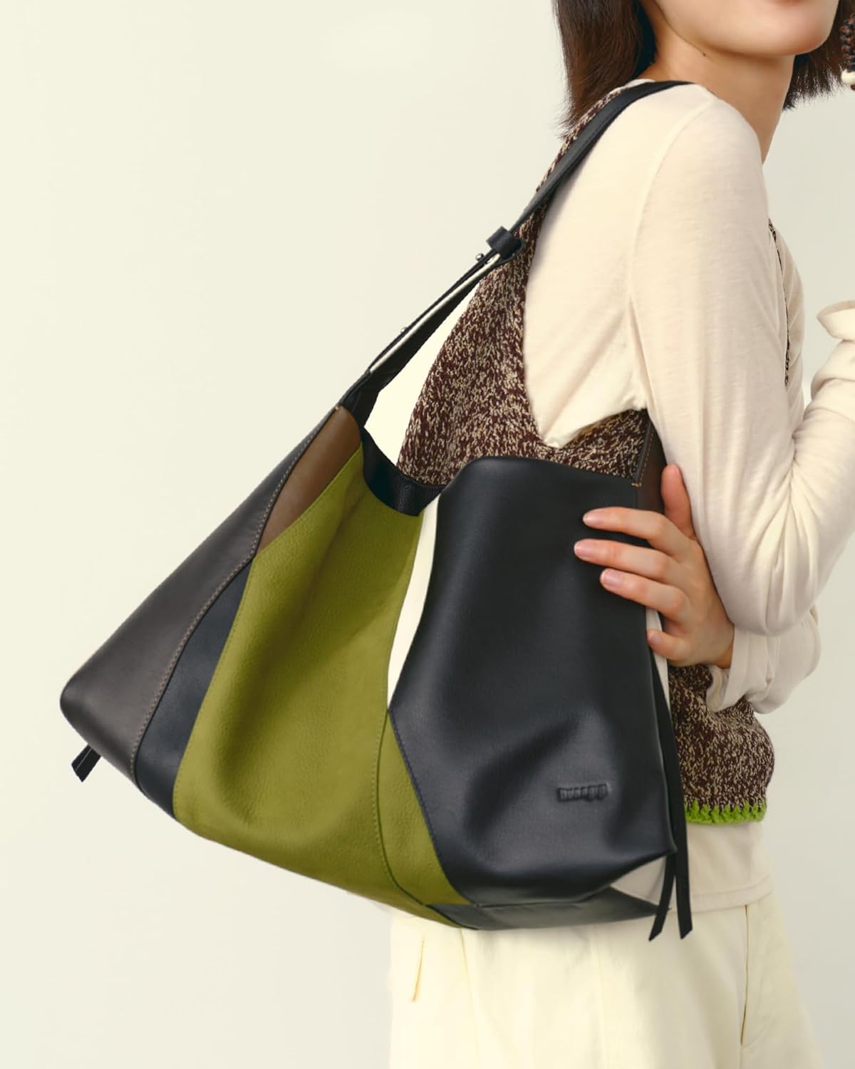 Leather Crossbody Bags for Women, Convertible to Shoulder Bag with Spliced Kite Design for Commuting&Short Trips