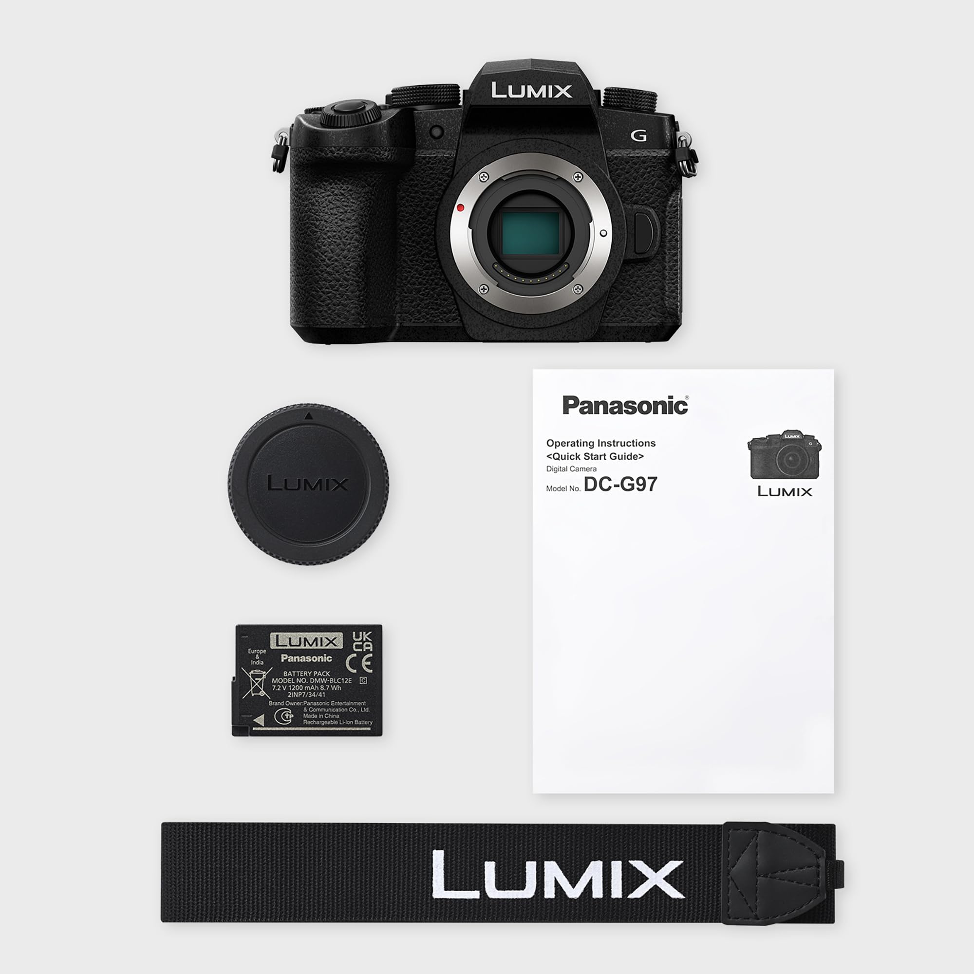 Panasonic DC-G97E LUMIX Micro Cuatro Tercios Cámara sin Espejo, 20,3 MP, 4K 30p, Live View Finder, LCD de Ángulo Libre, Wi-Fi, Bluetooth, Color Negro