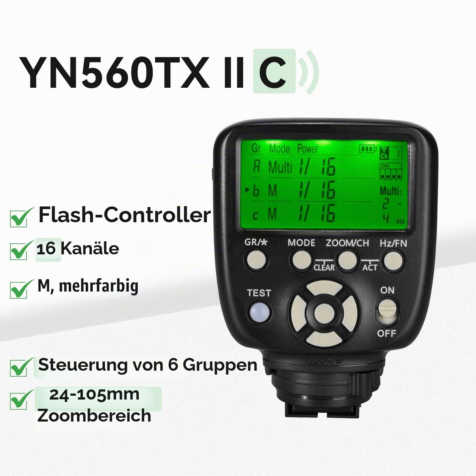 Yongnuo YN560-TX II YN560IV/III YN660 Blitzauslöser mit Weckfunktion, kompatibel mit Canon