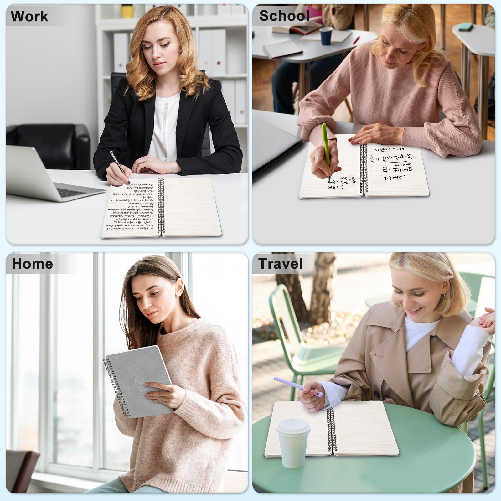 ABERLLS Cuaderno de espiral con rayas grises con 160 páginas, 8 x 5.7 pulgadas, cuaderno en espiral A5, cuadernos de diario para el trabajo, escuela, mujeres, hombres, cuaderno de espiral con rayas