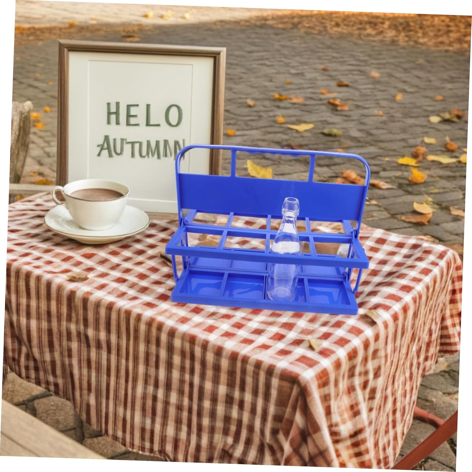 Abaodam Drink Carrier with Handle - Foldable Plastic Cup Holder - Reusable Coffee Cup Holder - 8 Bottles Sports Water Rack for Take Out Catering Restaurant Travel Car