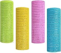 Vista 16 de 4 rollos de cinta de malla decorativa para decoración de coronas, 10 pulgadas x 30 pies, rollo de malla decorativa de Navidad, suministros