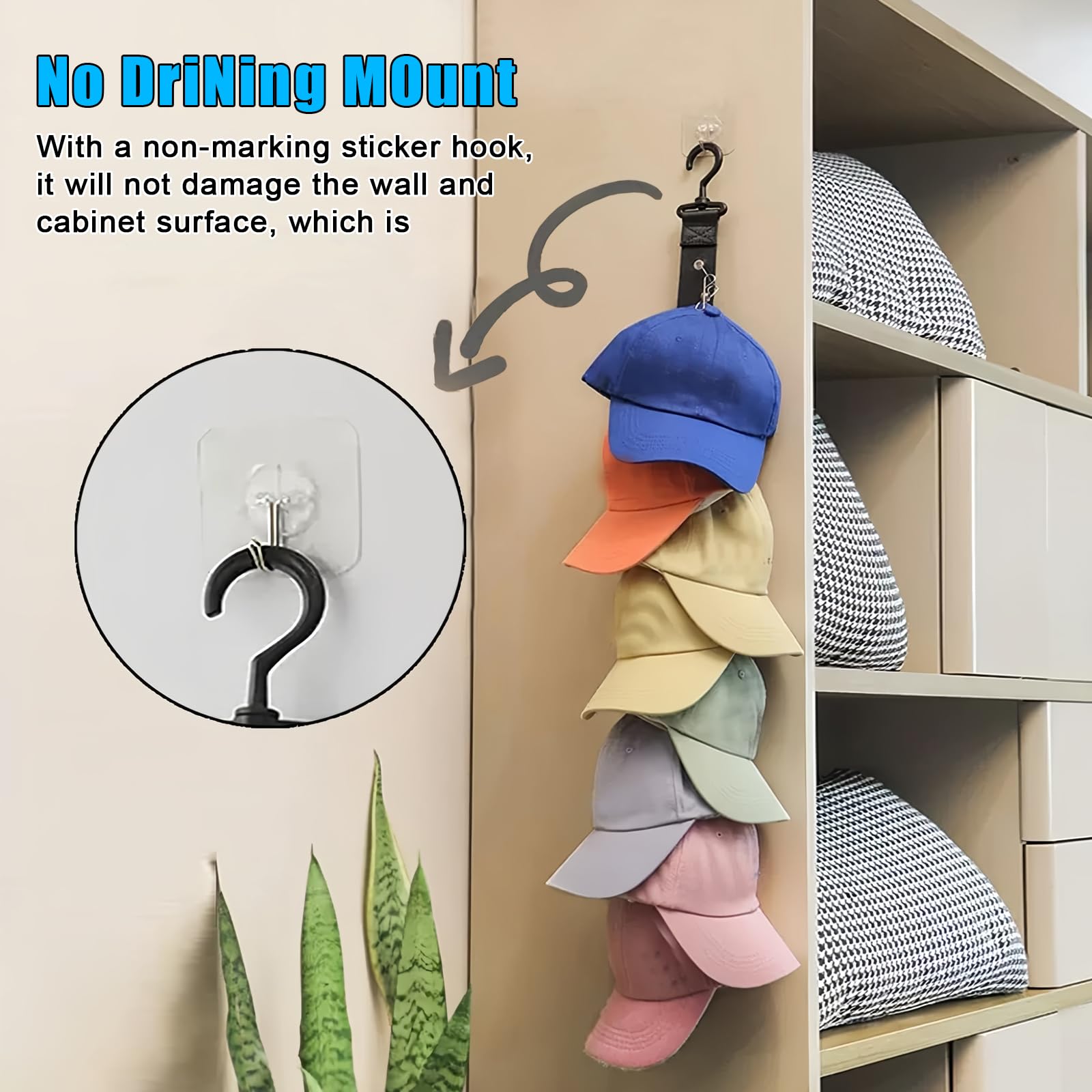Yuqilin Cap Halter,2 Stücke Cap Halterung Wand Cap Organizer Cap Aufbewahrung Wandmontierter Mützenständer Praktisch Cap Halterung Wand Kappenhalter mit 16 Clips,für Baskenmütze,Basecap Küche, Haushalt & Wohnen