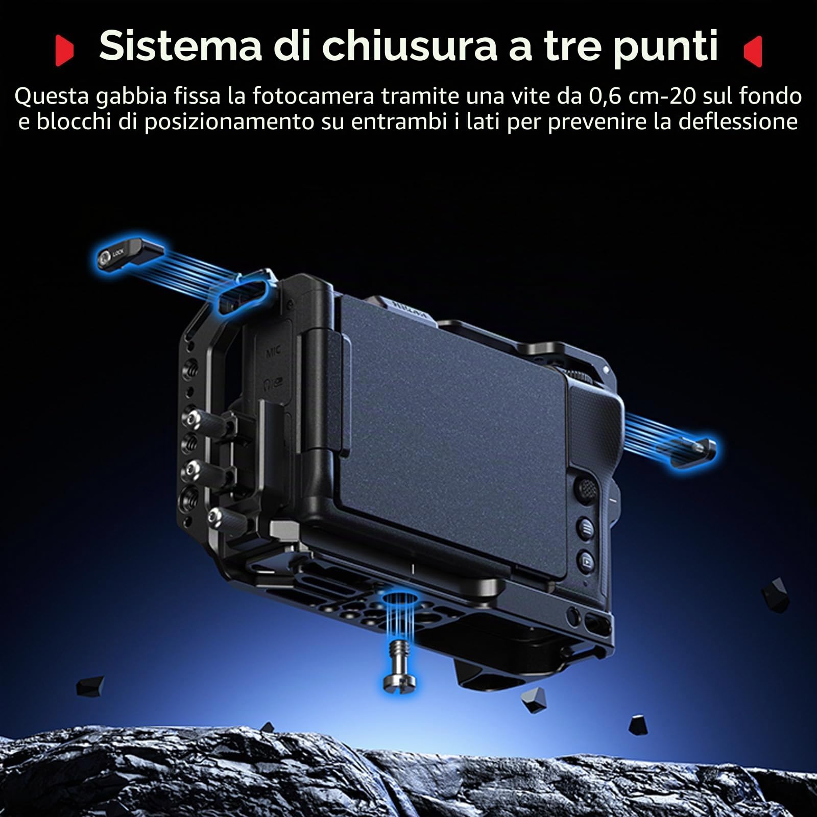 SMALLRIG Gabbia per Fotocamera Nikon ZR con Impugnatura in Silicone e Morsetto per Cavo HDMI, Gabbia Completa in Lega di Alluminio, Piastra a Sgancio Rapido Integrata per Arca -5467