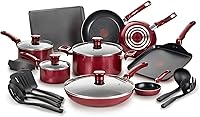 Vista 1 de T-fal Essence, juego de ollas y sartenes antiadherentes, 20 piezas, color rojo