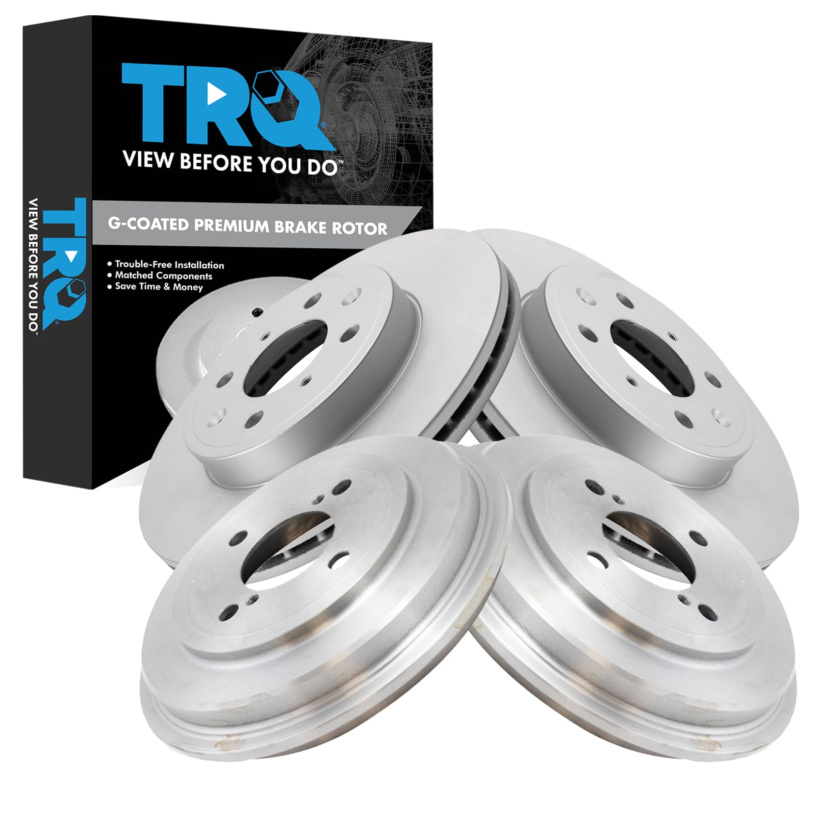 Front & Rear Brake Rotors Set Premium G-Coated Compatible with 2015-2020 Honda Fit