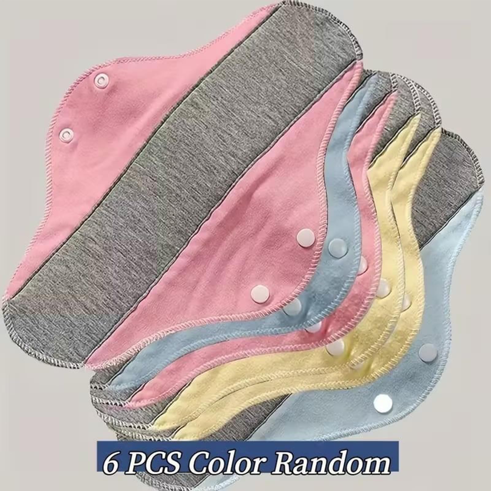 Almohadillas reutilizables para incontinencia | Compresas menstruales reutilizables | Bloc notas época | Compresas sanitarias algodón multicolor 6 piezas | Protectores bragas lavables para mujeres — view 3