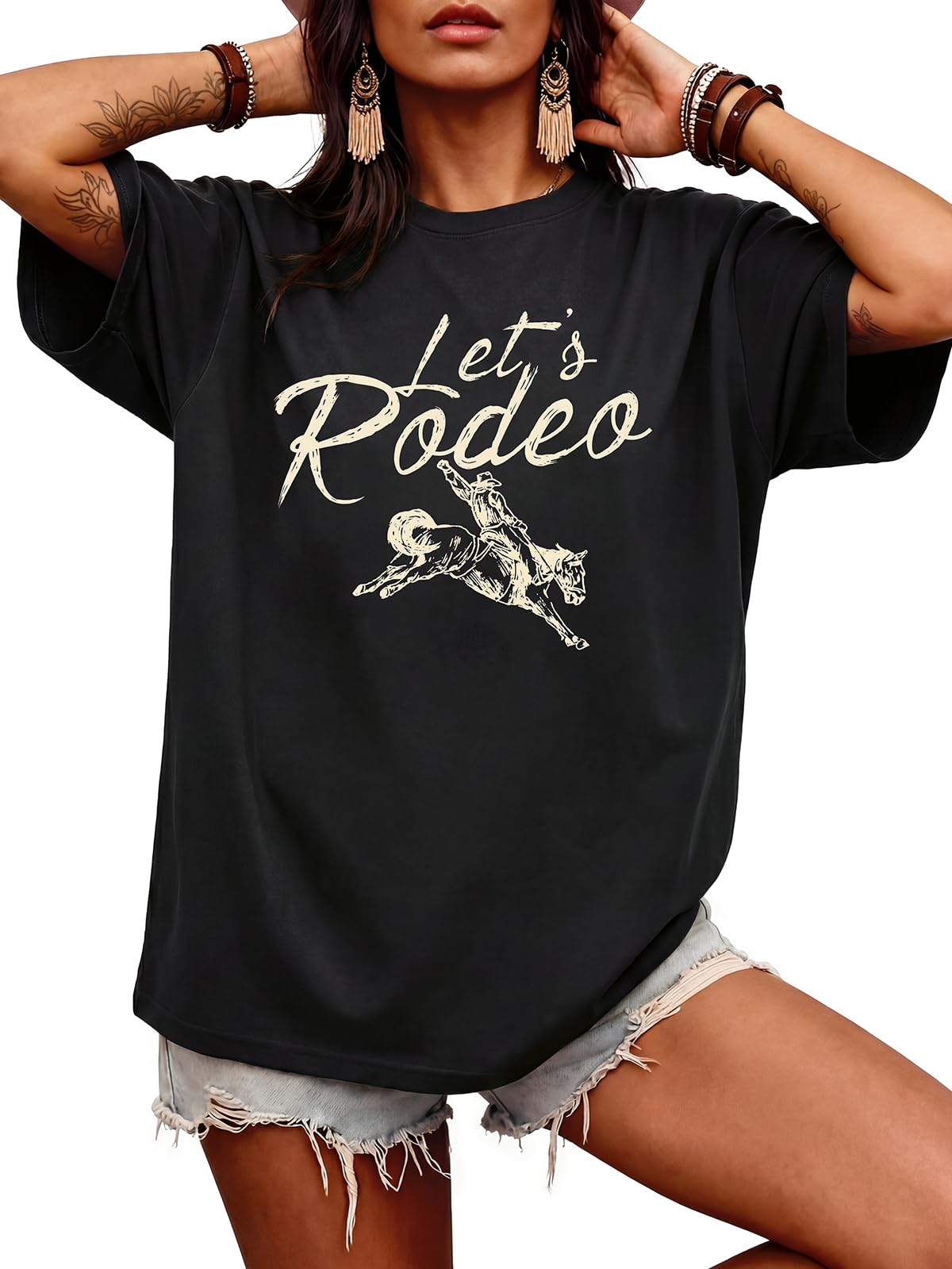 Western Shirts for Women Vintage Cowgirl Shirt Oversized Rodeo Graphic Tees