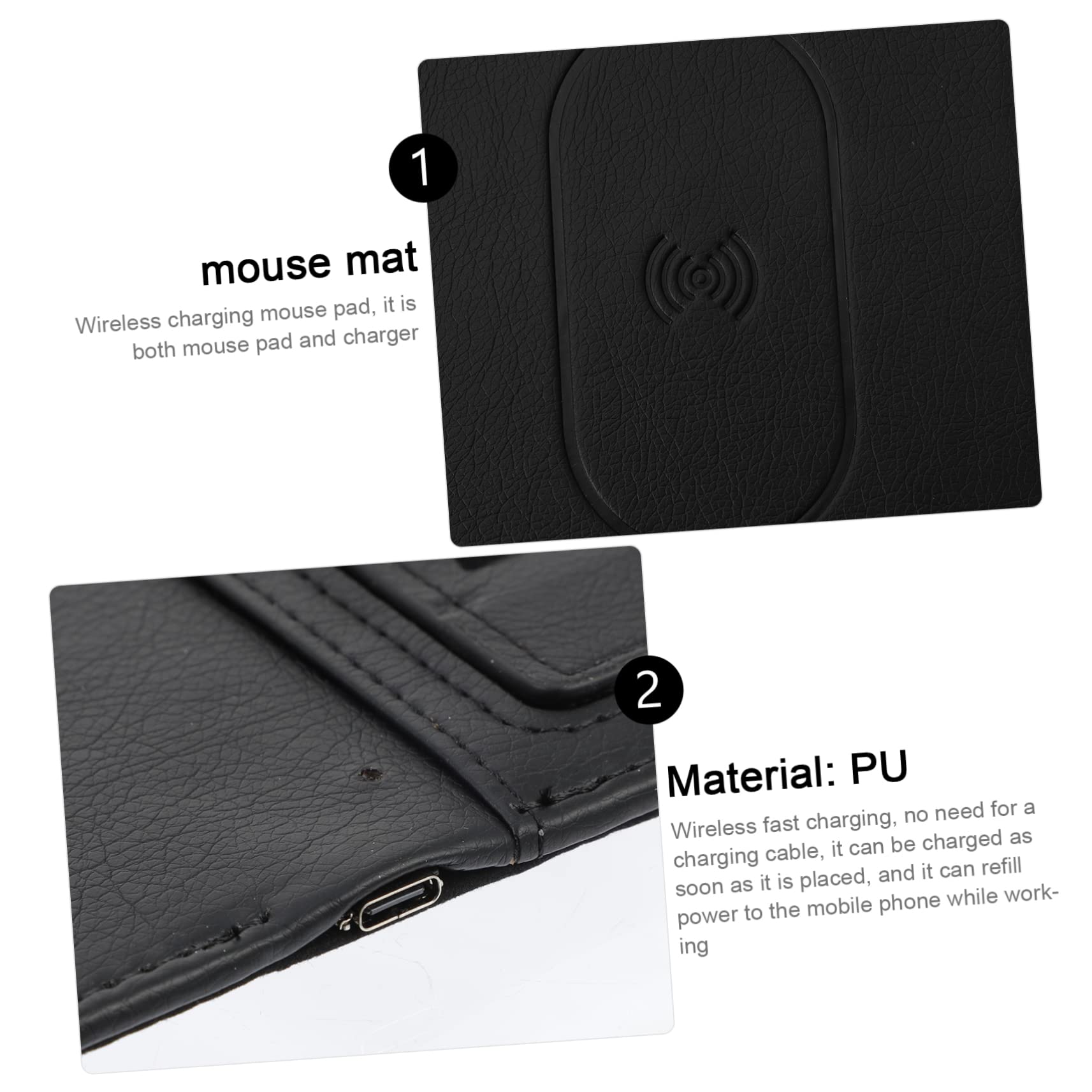 TEHAUX Tappetino per Mouse da Gaming Ricarica Wireless 15w, Supporto per Telefono, Superficie in Pu Anti-schizzi, per Ufficio