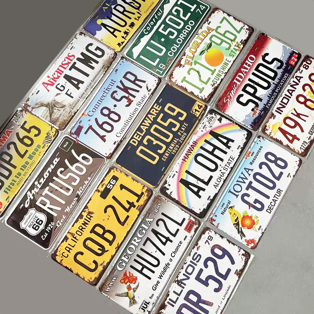 Amazon.com: 1st warehouse Retro Vintage Assorted US States Number Tags,  Embossed License Plates, Lot of 10/15/20/25/30 pcs, Man Cave Garage Bar  Home Wall Decor, 6x12 Inch (10) : Home & Kitchen