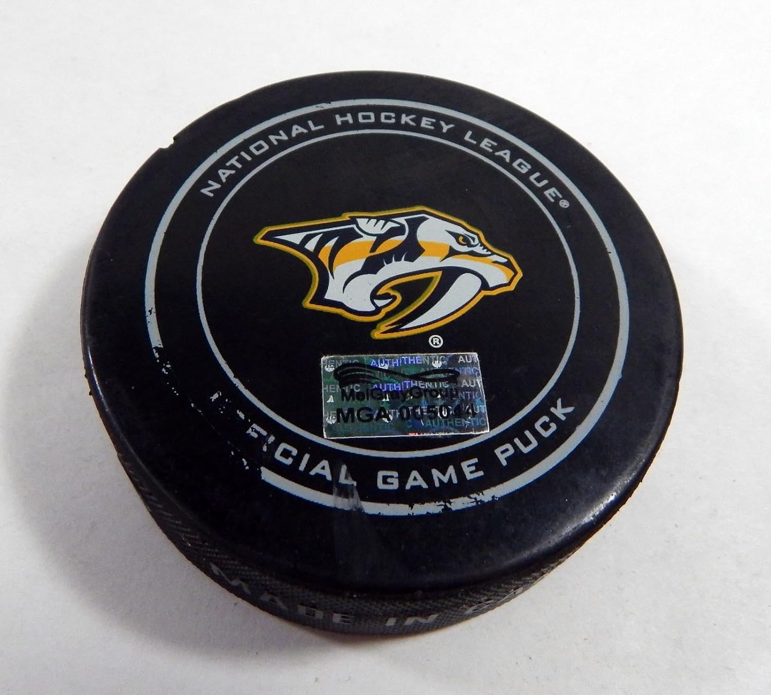 2017 Nashville Predators Vs. Edmonton Oilers Game Used Puck DP61220 - NHL Unsigned Game Used Pucks