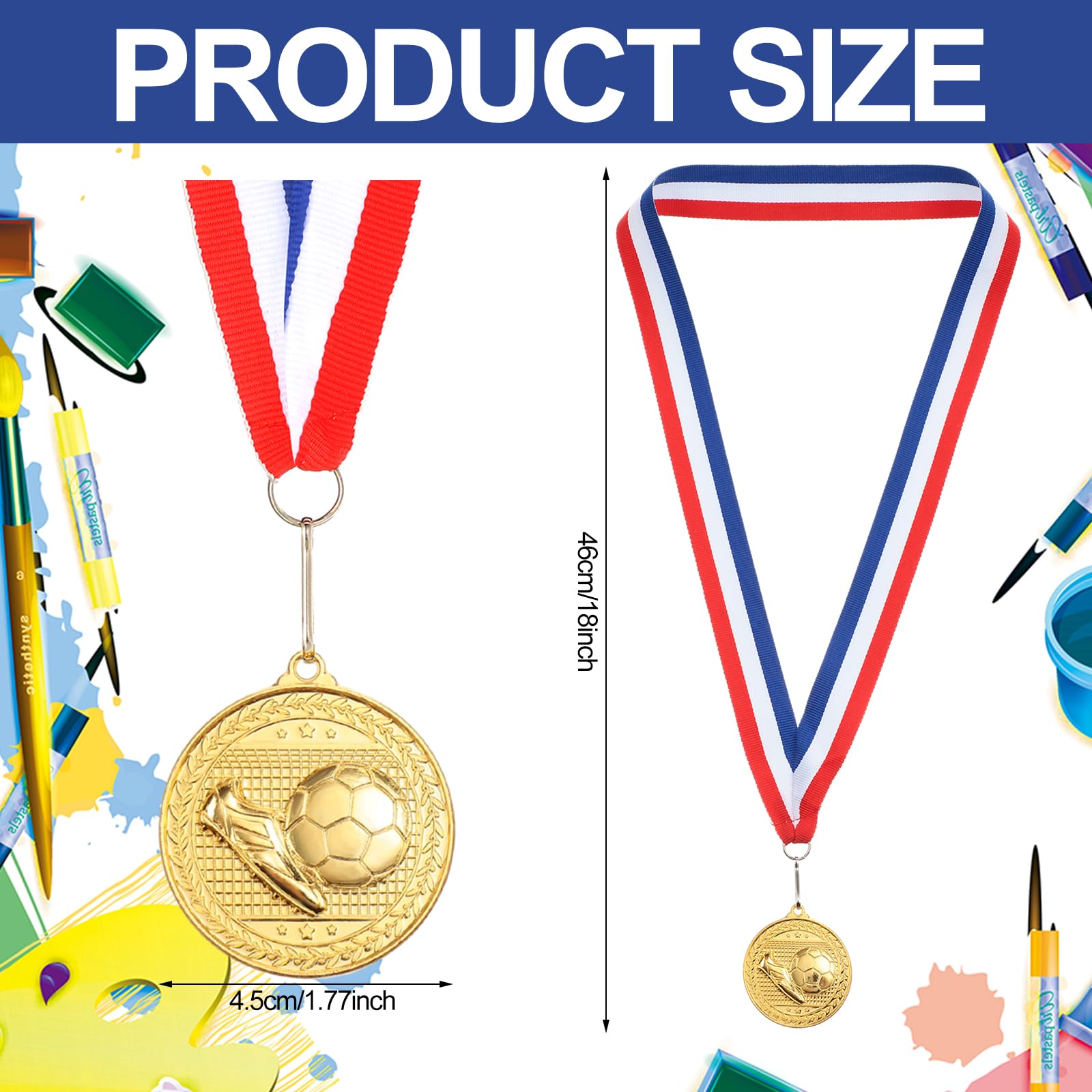 Yinkin 30 medallas de premios de fútbol con cintas para el cuello, medallas de fútbol a granel para niños y adultos, juegos de fútbol deportivos, medallas de premios de oro, trofeo de fútbol, premio