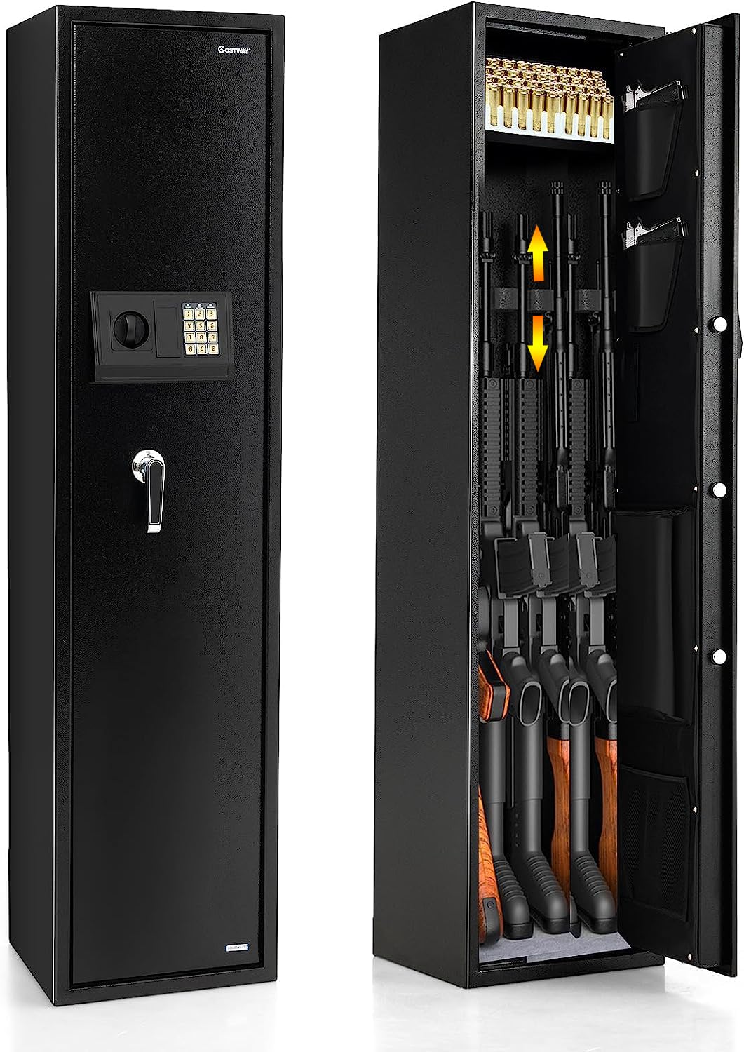 Goplus Rifle Gun Safe, Large Long Gun Safe w/Separate Pistol Lock Box ...