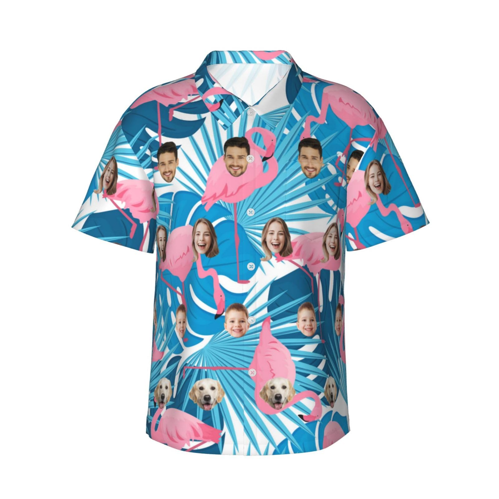 Nvhgfhp Foto Personalizada abrochada Tropical Camisa Hawaiana con Cara, Foto Personalizada Cara Camisa Hawaiana, Divertida Camisa de Playa Hawaiana de Verano para Hombres