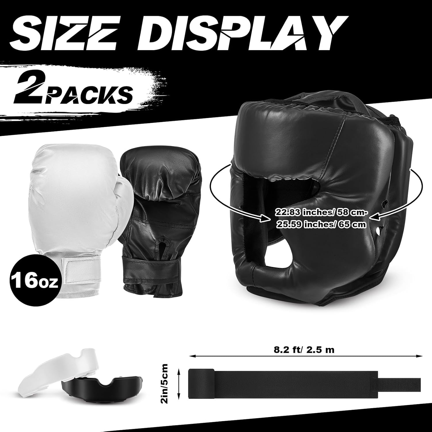 Kanayu 14 Pcs Boxing Gloves and Headgear Set for Beginners Youth 16 Ounce Boxing Gloves Headgear Helmet Hand Wraps Mouth Guards Equipment for Beginners Training Equipment Gifts