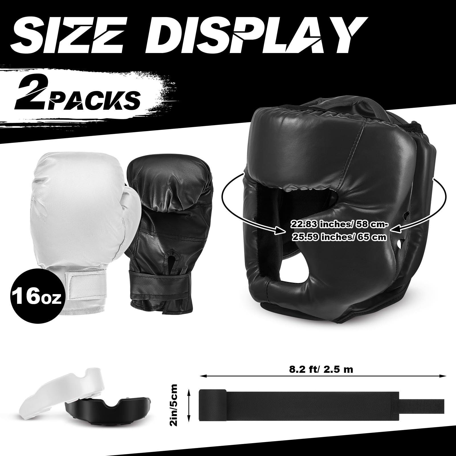 Kanayu Zestaw rękawic bokserskich i nakryć głowy dla początkujących, młodzieży, 470 ml, rękawice bokserskie, nakrycie głowy, kask do owijania rąk, ochraniacze ust, sprzęt dla początkujących, sprzęt