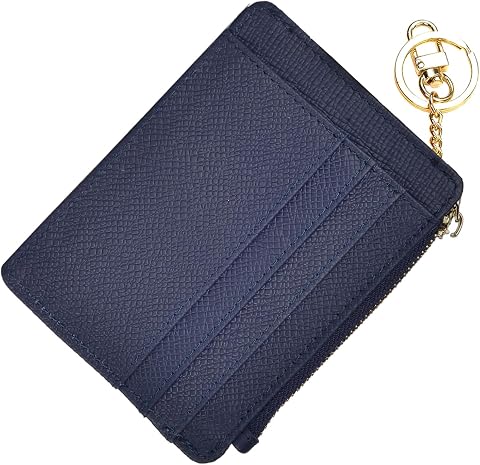 woogwin Slim RFID Credit Card Holder for Women Mini Front Pocket Wallet Purse With Keychain