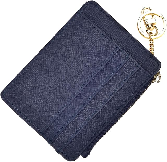 woogwin Slim RFID Credit Card Holder for Women Mini Front Pocket Wallet Purse With Keychain