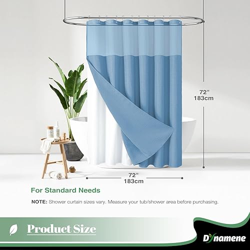 Vista 516 de Dynamene Cortina de ducha larga de tela negra – Cortinas de ducha de tela alta y resistente con textura de gofre, juego de cortina de baño de lujo