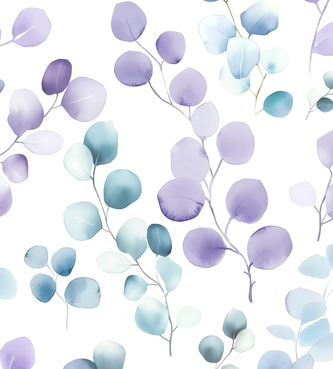 White Purple Leaf Wallpaper Peel and Stick, Botanical Leaves Contact Paper 17.5" x 393.7", Modern Vinyl Wall Paper Self Adhesive Waterproof for Bedroom Cabinet Shelf Drawer Table Countertop Decor