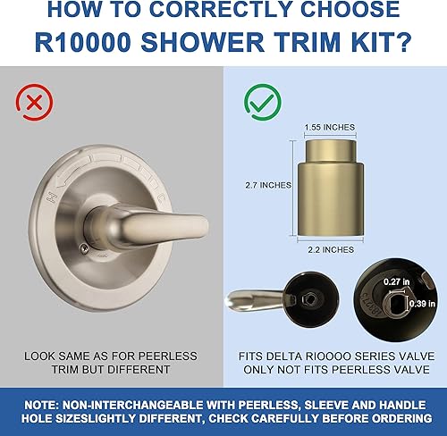 Vista 39 de Kit de moldura de válvula de ducha de una sola función, mango de ducha, kit de moldura de ducha de níquel cepillado T13020-SS