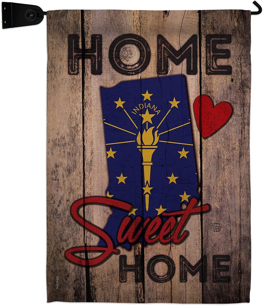 State Indiana Home Sweet Garden Flag Set Wall Hanger Americana States USA American Territories Republic Country Particular Area Small Decorative Gift Yard House Banner Double-Sided Made In 13 X 18.5