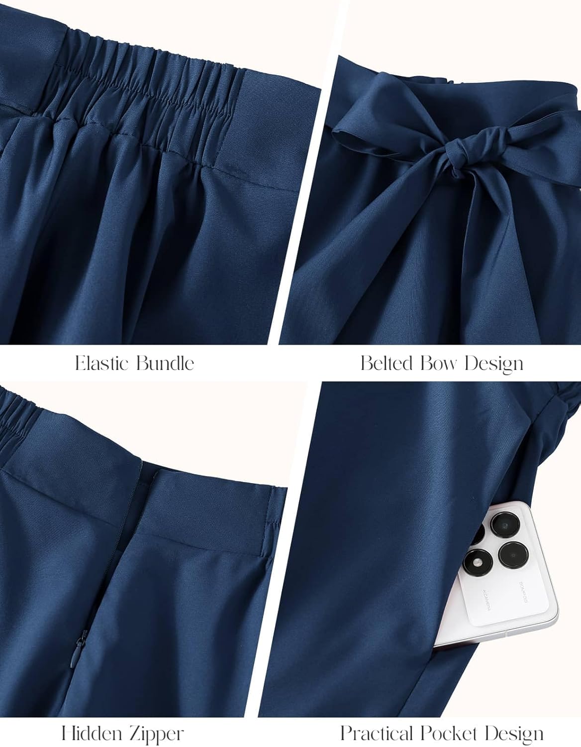 Bbonlinedress Women's Midi Skirt High Waist A-line Skater Skirt Vintage Casual Elastic Flared Swing Pocket Skirt