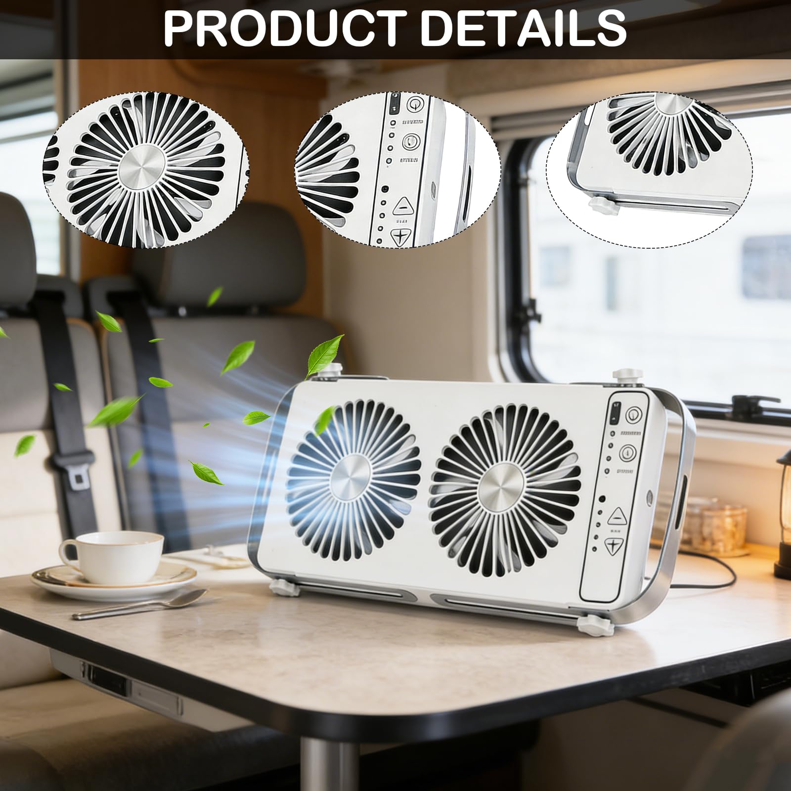 Ventilador De Techo Para Autocaravana, 12v Ventilador De Doble Fila Para Ventanas De Techo De Autocaravana Con 4 Velocidades Para Caravanas Camiones Y Furgonetas Extensible 37 A 59 Cm (Blanco)