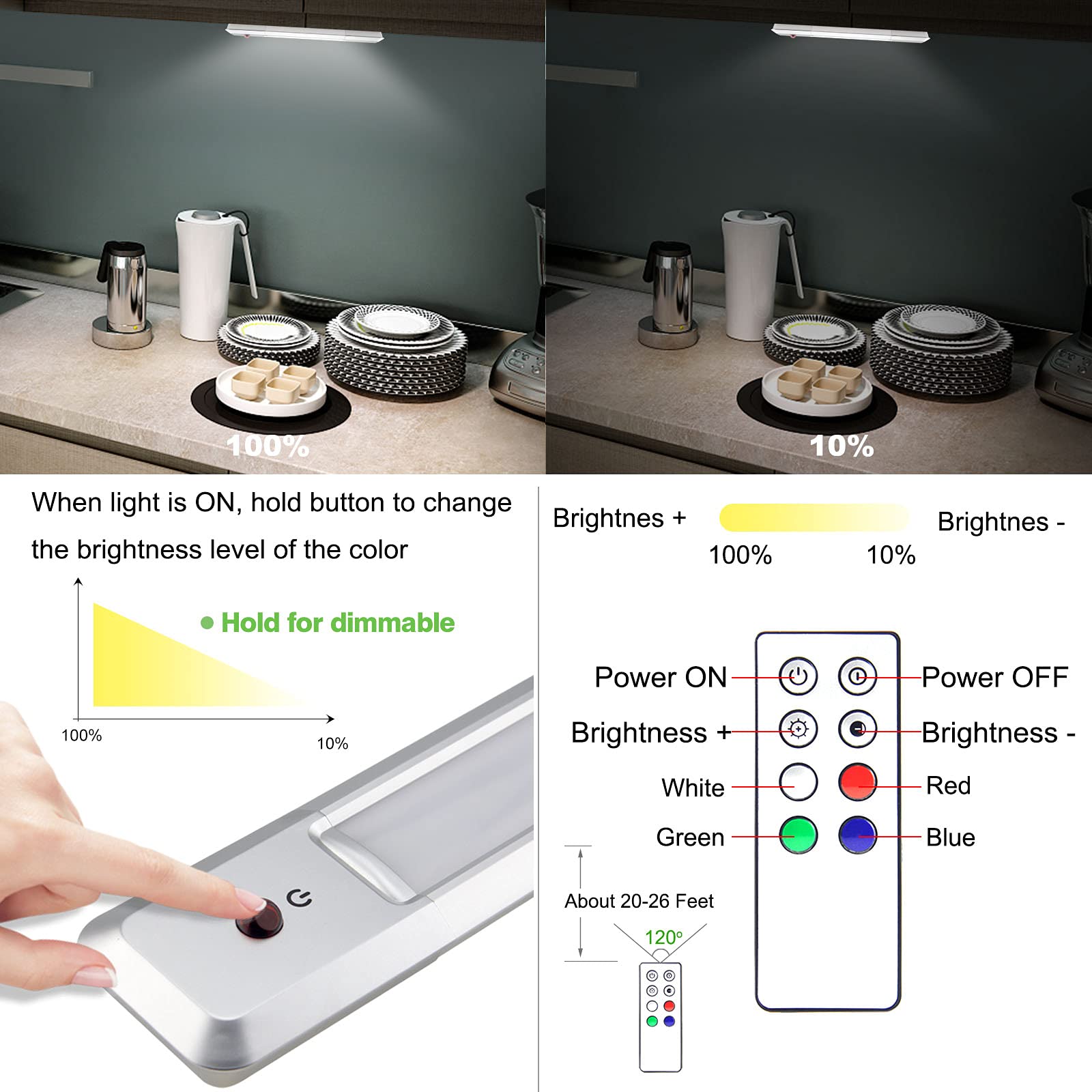HONWELL New Version Counter Lights Wireless Color Changing LED Light