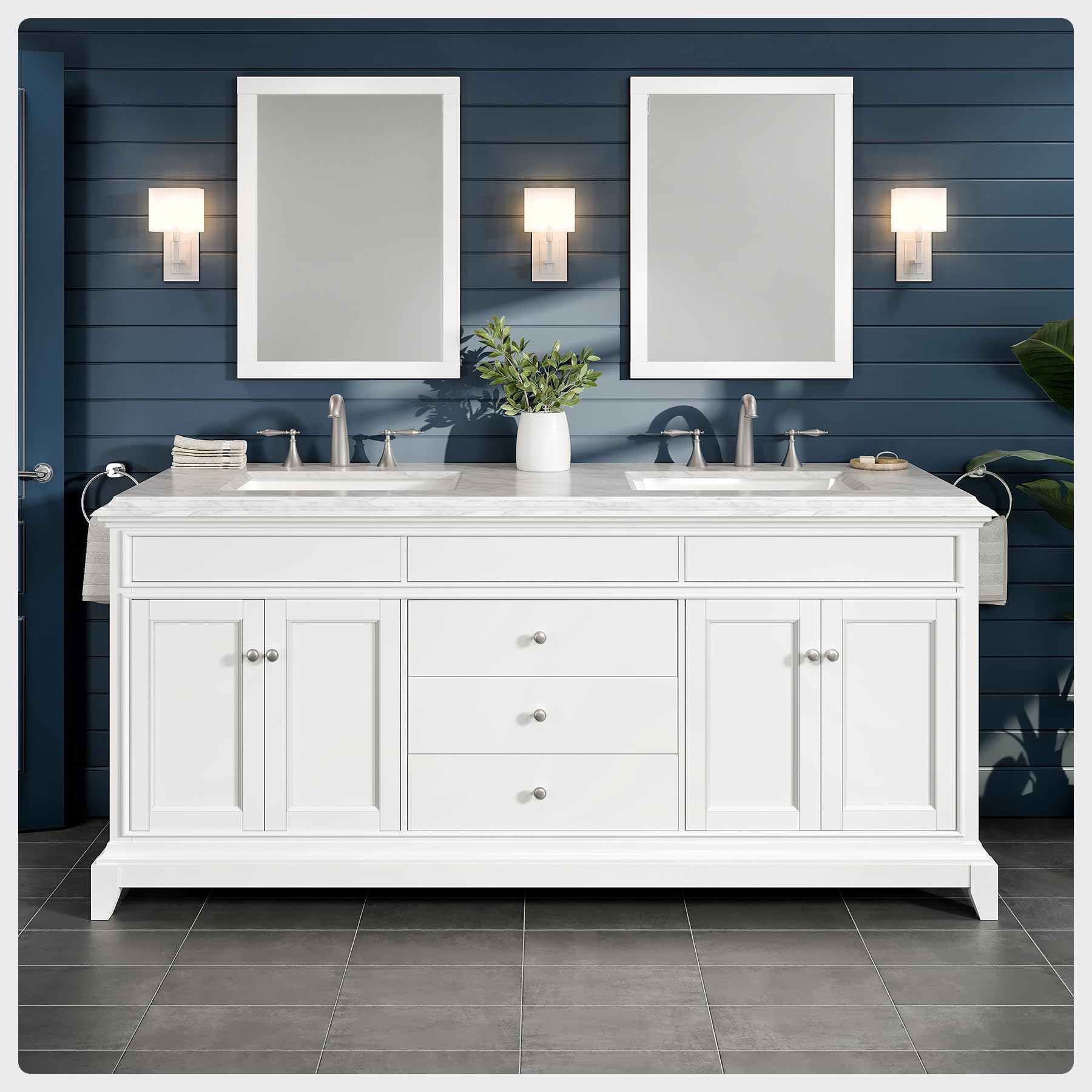 Amazon.com: Eviva White 72 inch Bathroom Vanity with Sink - Porcelain ...