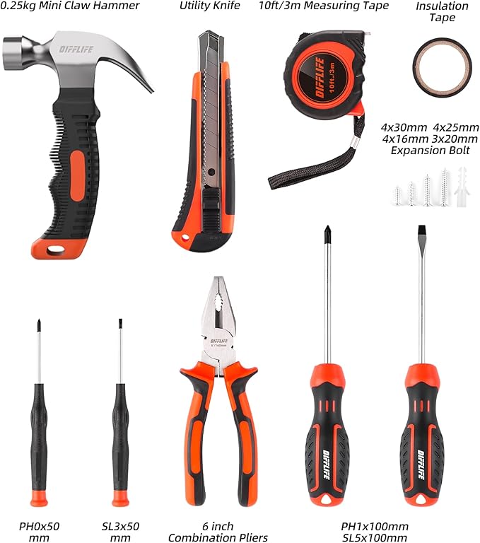 Kit de Herramientas de 14 Piezas con Martillo, Alicates y Maletín miniatura 2