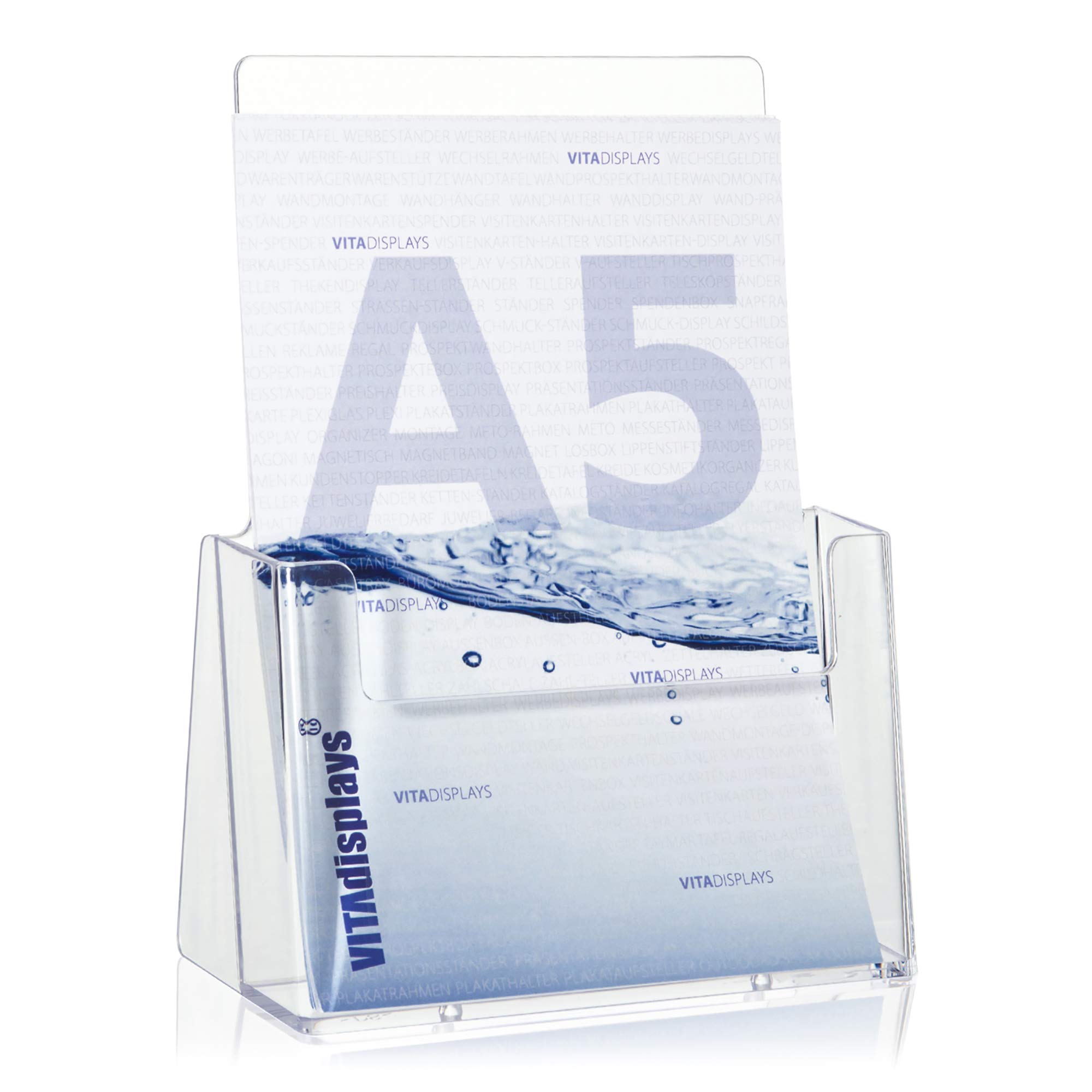 2x DIN A5 Prospekthalter Glasklar - Tisch & Wandhalter Für Flyer Broschüren