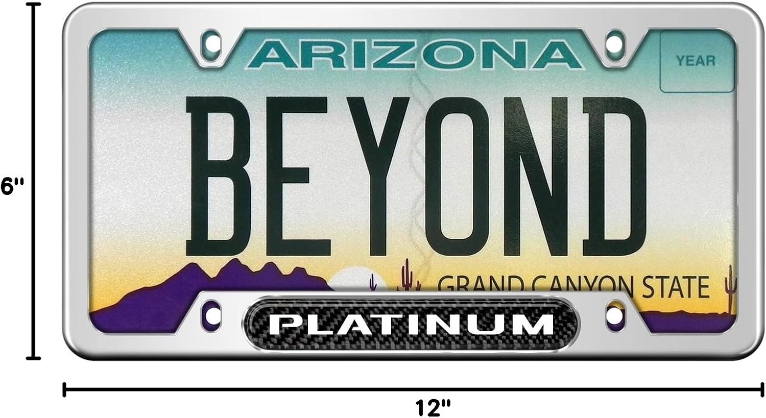 iPick Image for - Ford Platinum Real Carbon Fiber Nameplate Chrome Stainless Steel License Plate Frame