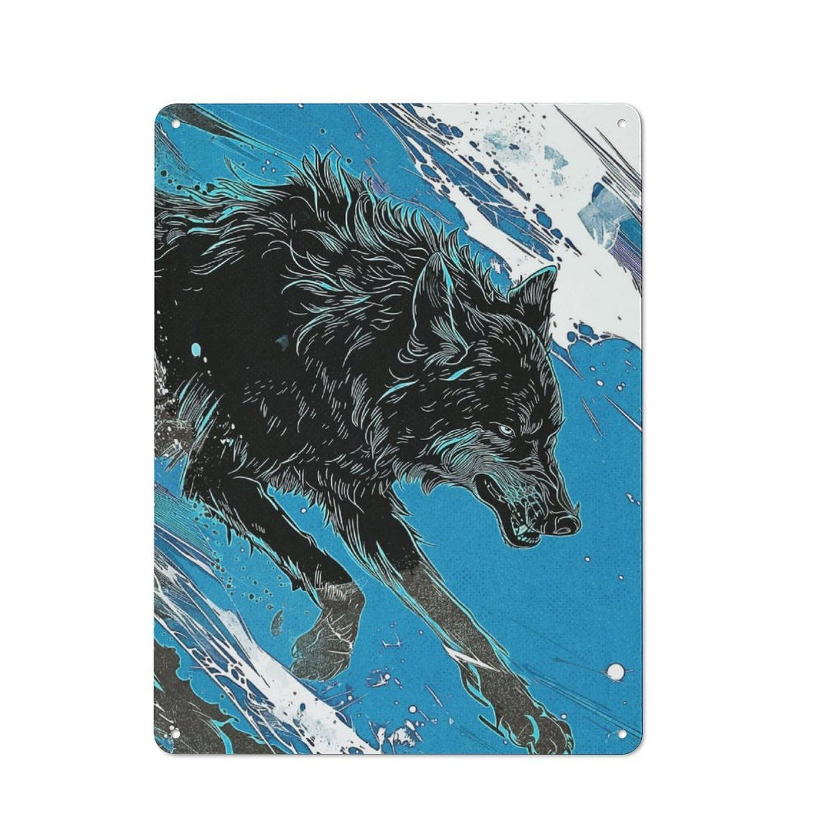 Junmoney Wolf Hunting Friendly Cafe Metal Sign 40X30cm, Restaurant Wall Art For Coffee Bar, Small Shop Or Dining Room