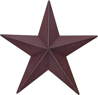 CWI Gifts Metal Barn Star - 12 inch Galvanized Hanging Star - Farmhouse Wall Decor - Burgundy