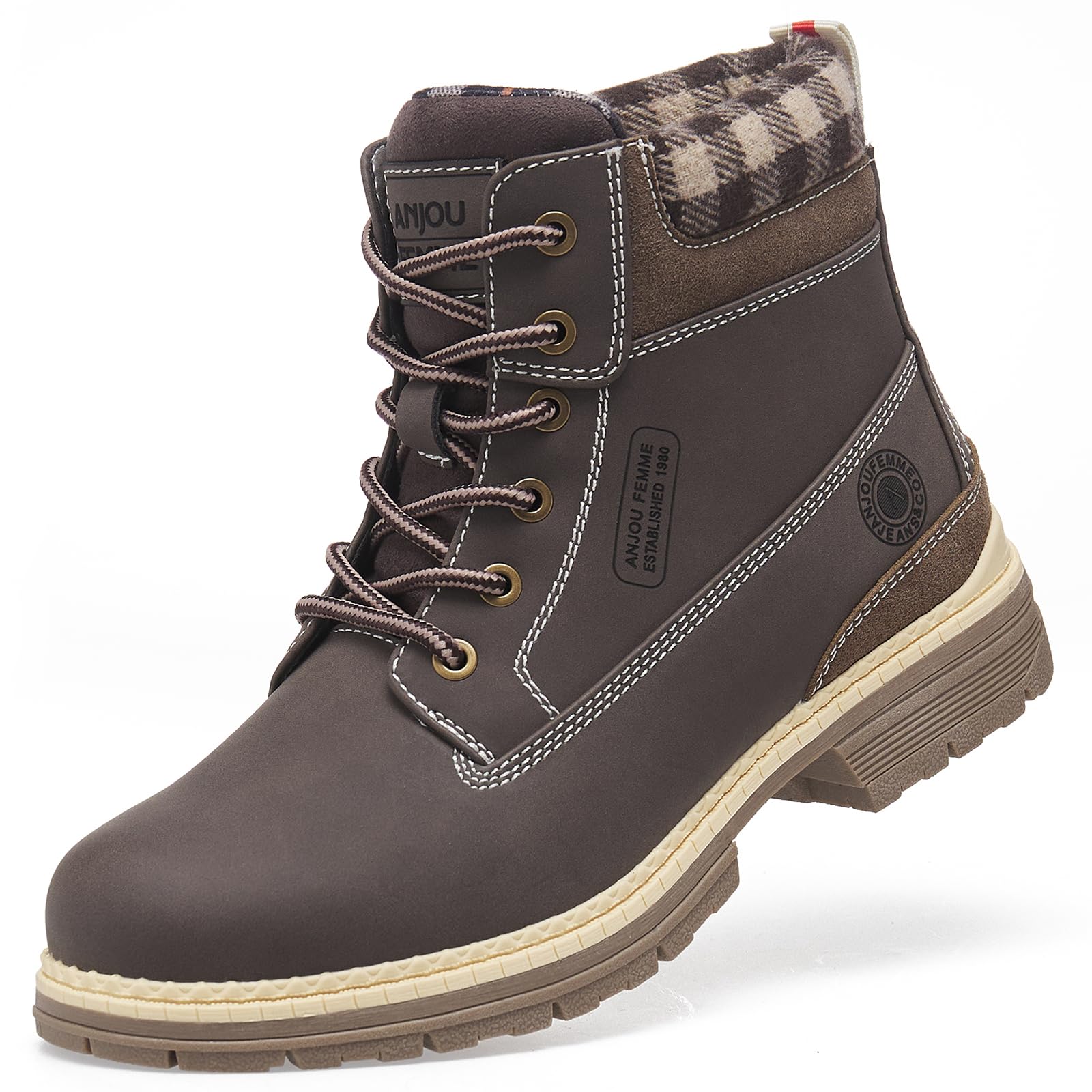 ANJOUFEMME Outdoor Hiking Boots for Women Waterproof - Womens Ankle Boots Lightweight Snow Winter Boots for Trekking Walking