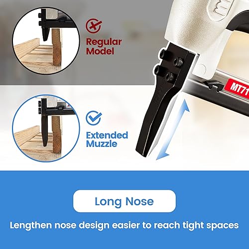 Miniatura 7 de meite MT7116LN - Grapadora neumática para tapicería, calibre 22, serie 71, corona de 38 pulgadas, 14 a 58 pulgadas de longitud, grapadora de punta