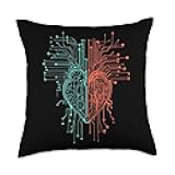 Anatomical Heart CPU Processor Circuit Board Tech Design Throw Pillow