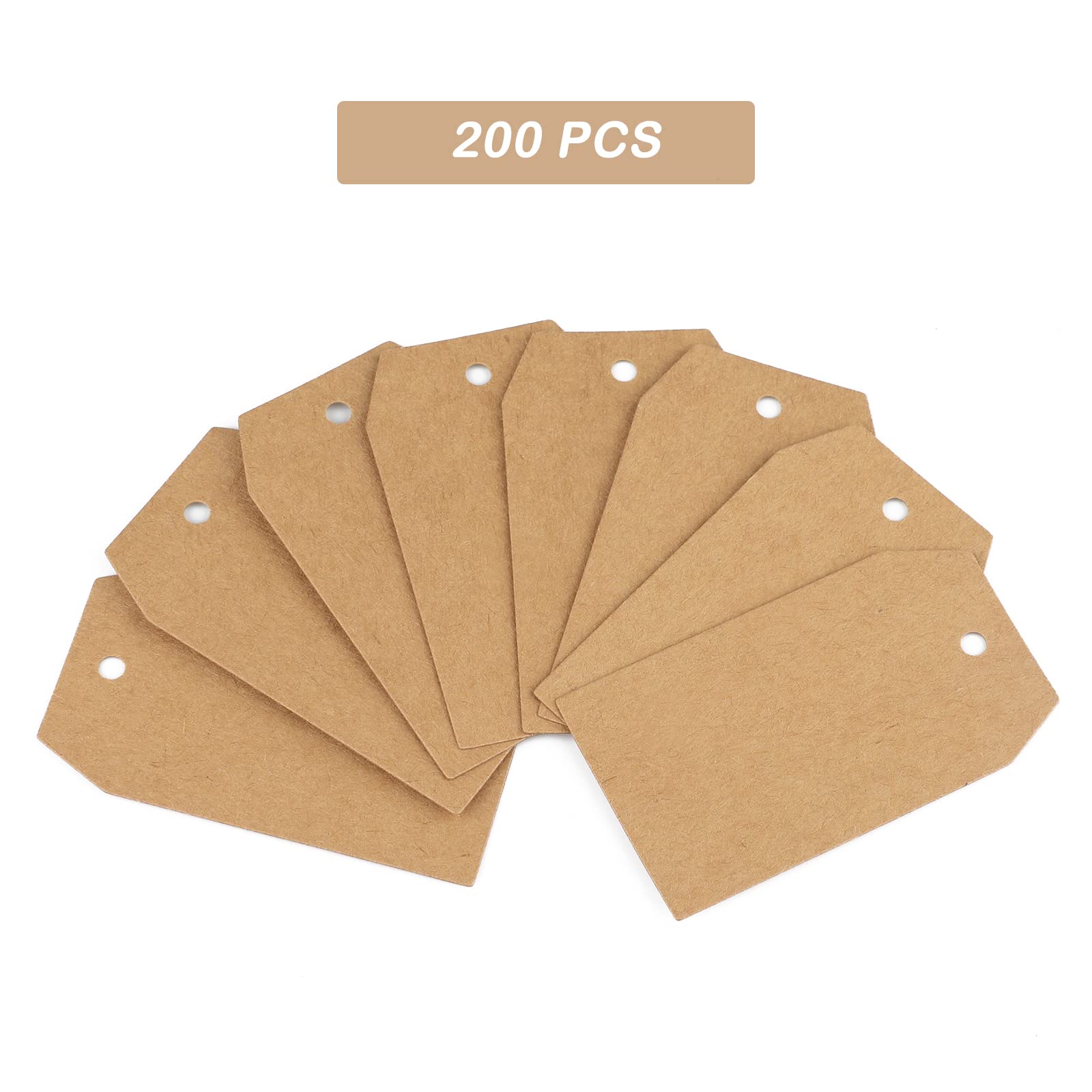 200 pezzi Etichette in Carta Kraft Tag Regalo Cartoncino 7x4CM e 30M Spago di Iuta, per Natale Compleanno Bomboniere Artigianato (Marrone)