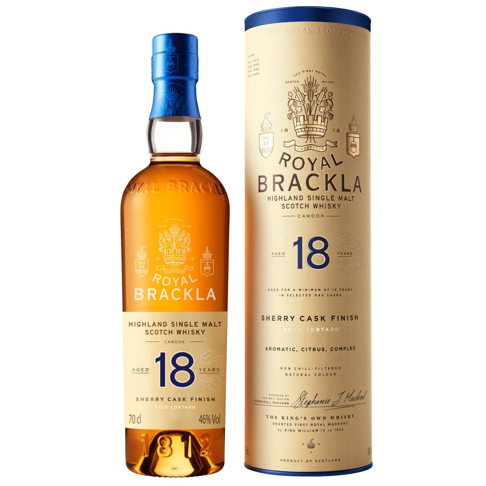 Royal Brackla 18YO Highland Single Malt Scotch Whisky, 46% ABV, 70cl