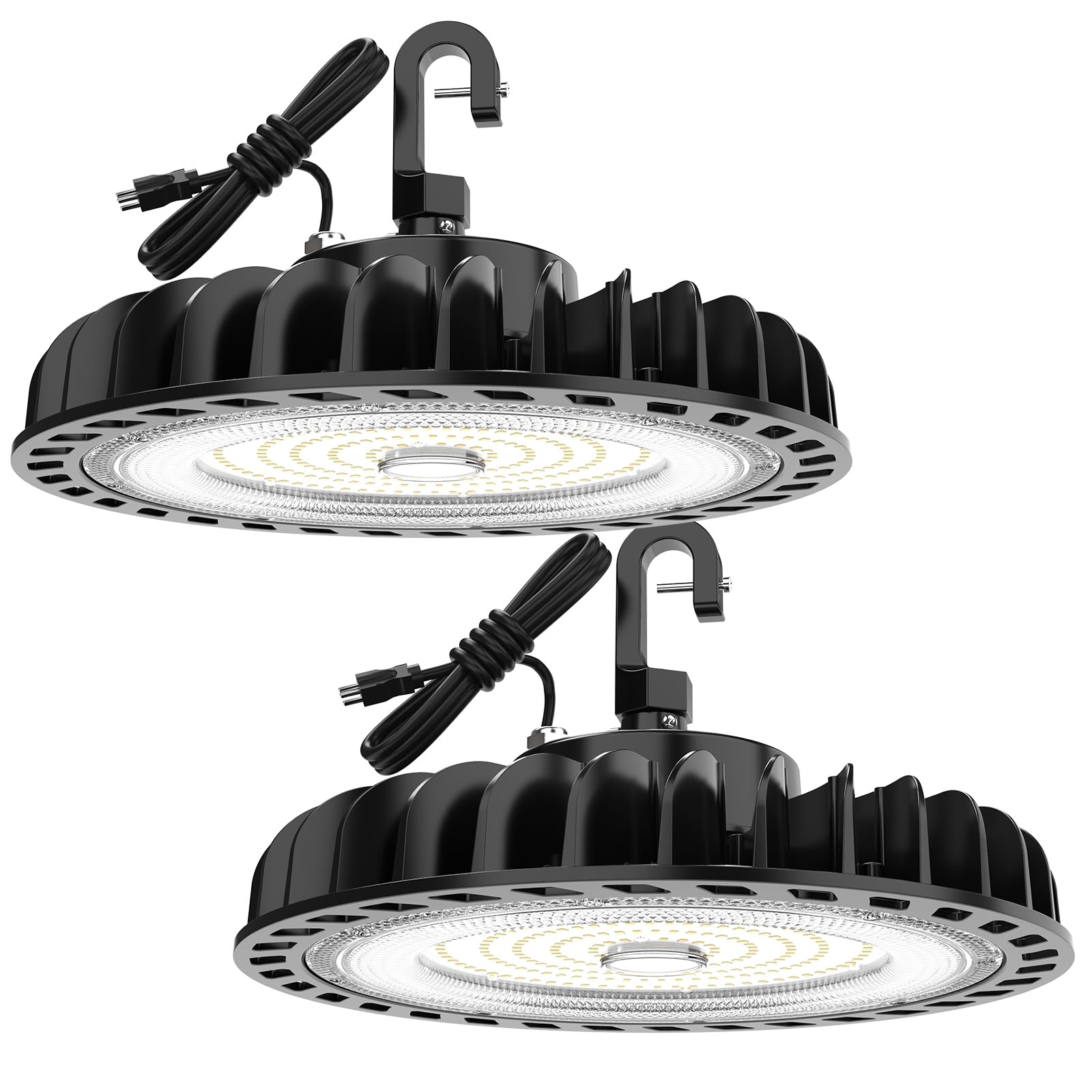 High Bay LED Lights 155W 140lm/W UFO LED High Bay Light with US Plug, Non-Dim, 5000k Daylight ETL Listed Led High Bay Shop Lights for Garage Shop Workshop Barn 2pack