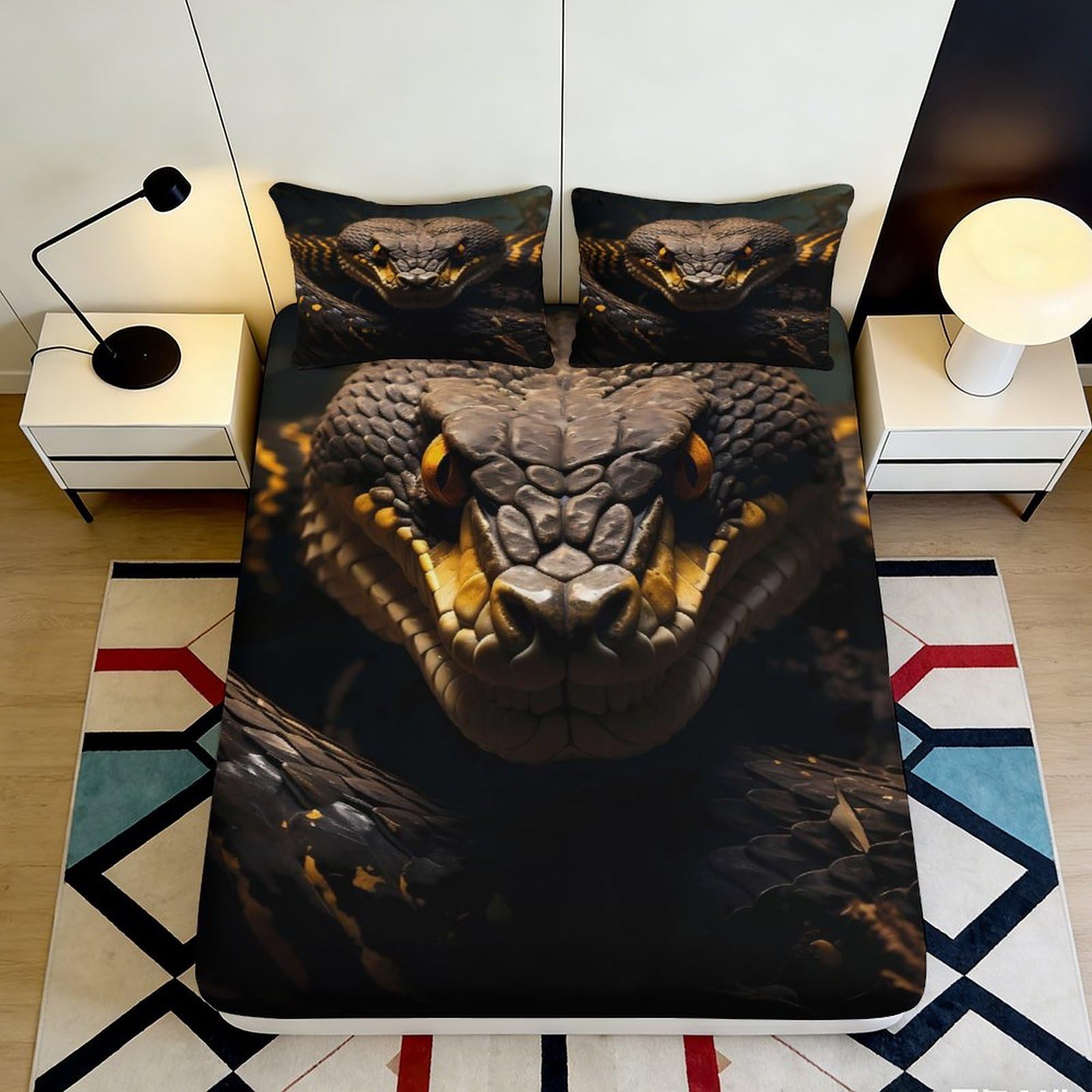 Black Tiger 3D Printed Fitted Sheet Microfiber Mattress Cover for Bedroom, Dorm, Rental, Easy Care and Mattress Protection 90x200x25cm