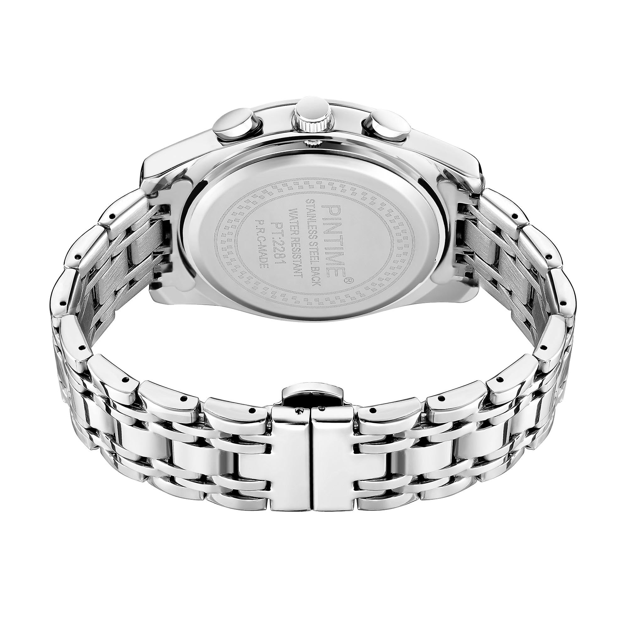 Pintime - Reloj de pulsera para hombre, resistente al agua, 3 bar, de cuarzo, correa de acero inoxidable, esfera de fase lunar, función cronográfica, regalo
